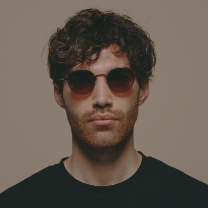 Load video: Tens Billy Tropic High / Gunmetal Tropic High / Gold Sunglasses Male Model Video