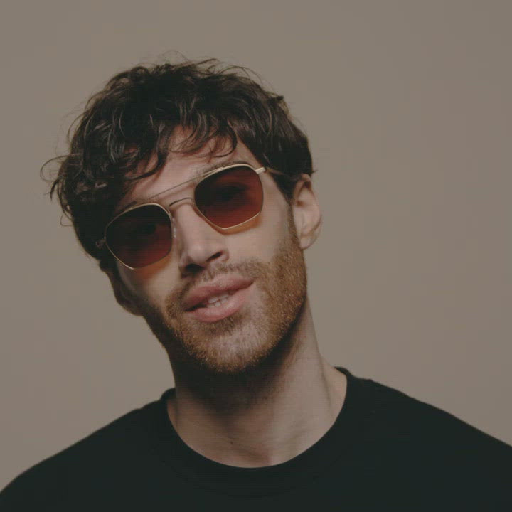 Load video: Tens Forrest Original / Gunmetal Original / Gold Original / Black Sunglasses Male Model Video