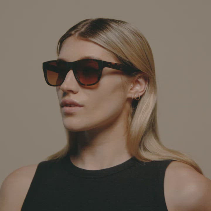 Load video: Tens Classic Tropic High / Matte Black Sunglasses Female Model Video