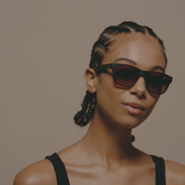 Load video: Tens Classic Compact Tropic High / Mint Crystal Tropic High / Polished Black Sunglasses Female Model Video