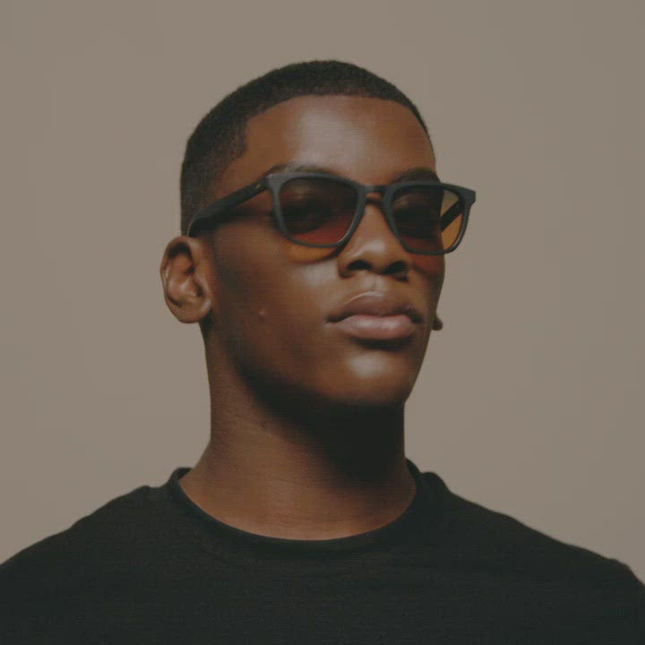 Load video: Tens Weston Spectachrome / Grey Crystal Spectachrome / Matte Black Spectachrome / Maple Sunglasses Male Model Video