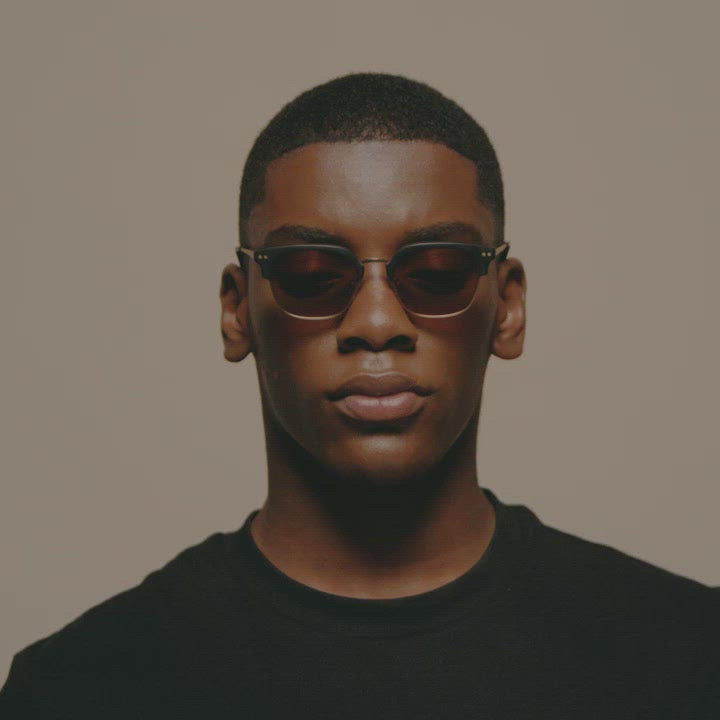 Load video: Tens Larsson Evergreen / Polished Black Gunmetal Sunglasses Male Model Video
