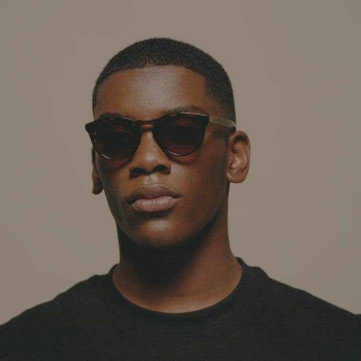 Load video: Tens Scout Boulevard / Lilac Crystal Boulevard / Matte Black Sunglasses Male Model Video