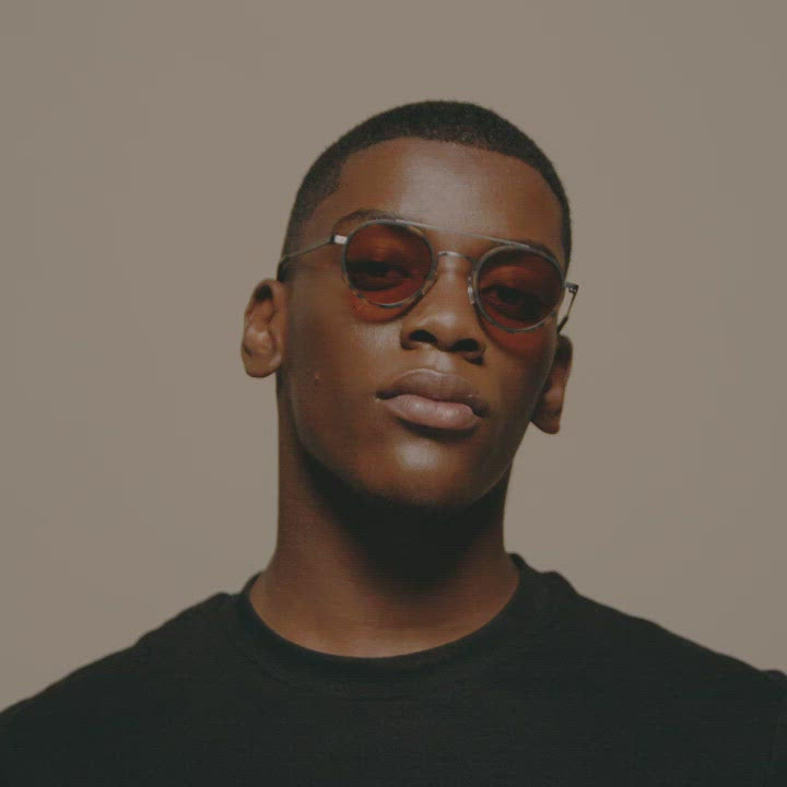 Load video: Tens Hoxton Original / Polished Black Gold Sunglasses Male Model Video