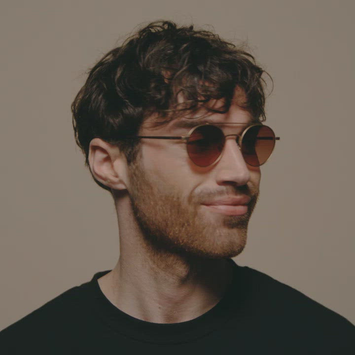 Load video: Tens Keaton Boulevard / Dark Gunmetal Sunglasses Male Model Video
